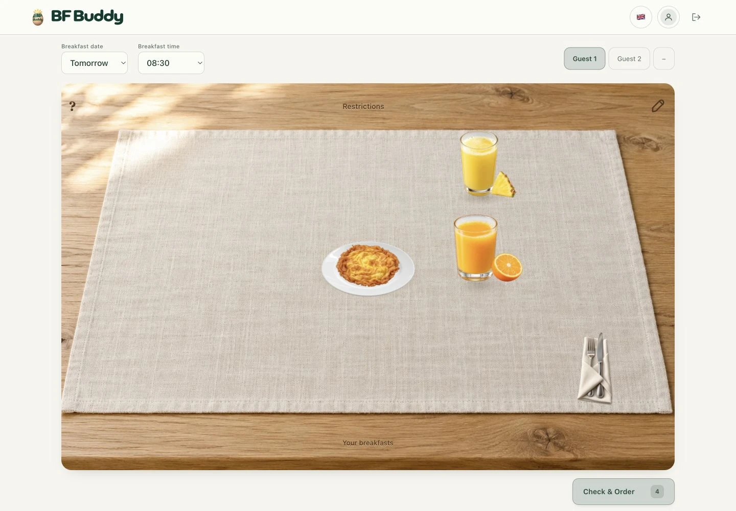 A morning of your own. — Compose a breakfast on your personal table. Demonstration selections.