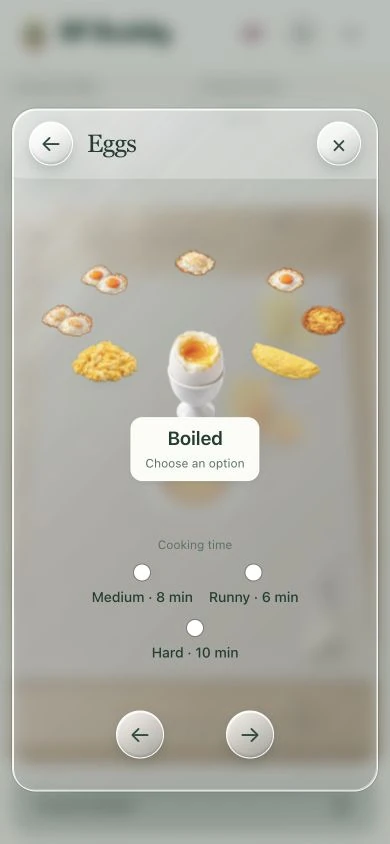 The details are yours. — Choose preparation options directly below the selected dish.